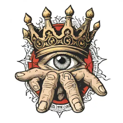 The Word King Across Fingers Outstretched Eye
