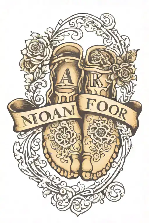 Baby Foot Print With Name And Roman Numerals