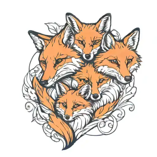 A Family Of 3 Foxes The Mother The Daughter And The Youngest Son Made By A Single Line