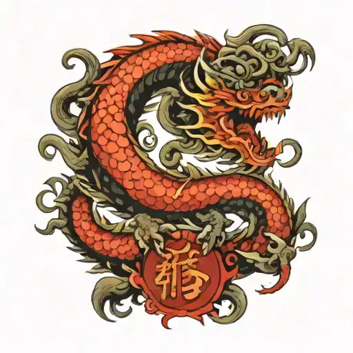 Japanese Dragon Surrounding Japanese Letters