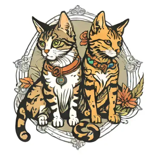 A Cat And A Dog Looking In Opp Osite Directions