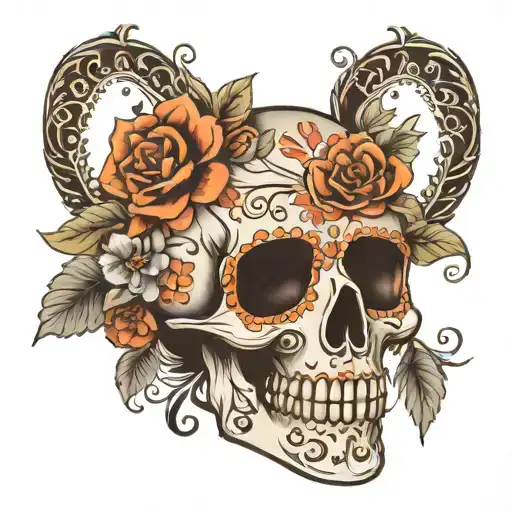 Day Of The Dead Skull With Flowers