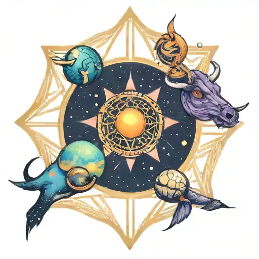 Taurus And Ashoka Chakra Planets Galaxy Universe