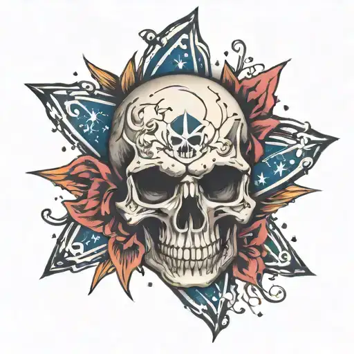 Skull Surrounded By Southern Cross