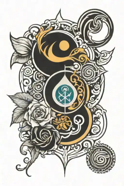 4 Elements With December Soul Symbol Tattoo Design For Forearm