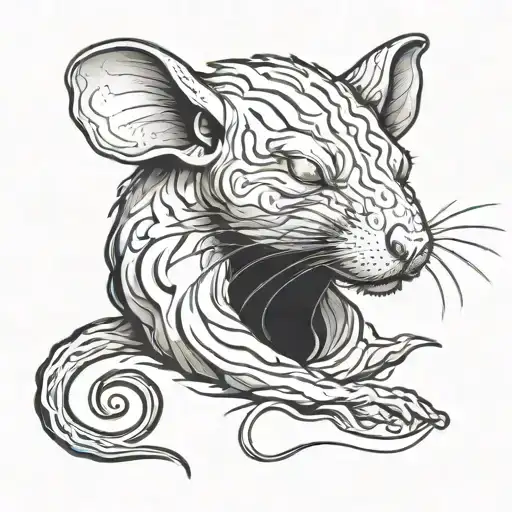 Sleeping Rat Made Of Water Waves Forming The Shape