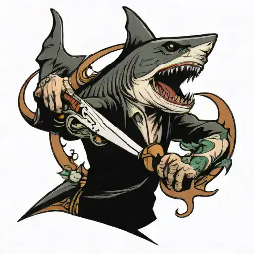 Make Me A Shark Holding A Knife And Fork