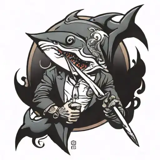 Make Me A Shark Holding A Knife And Fork