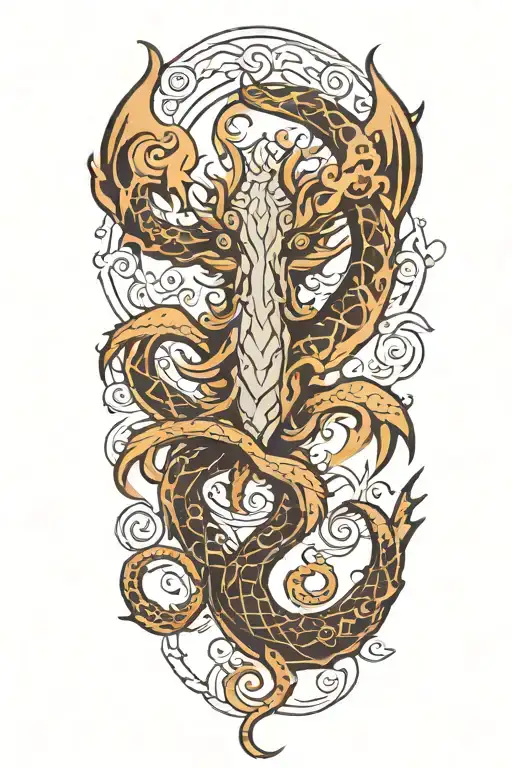 Sailor Jerry Style Kraken Sea Monster