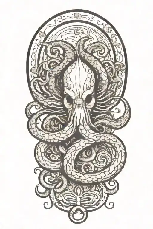 Sailor Jerry Style Kraken Sea Monster