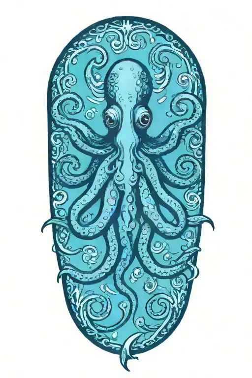 Sailor Jerry Style Octopus Gracefully Swimming