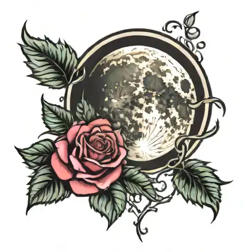 Full Moon And Black Rose