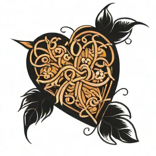 One Line Heart With P Intertwined