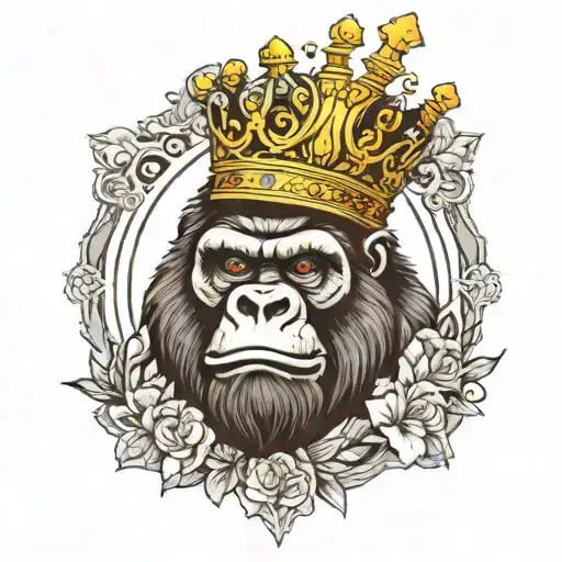 Gorilla Wearing Crown And Lion