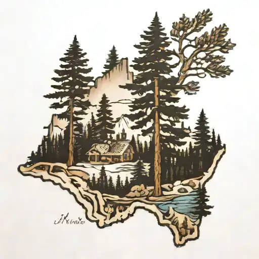 Shape Of The State Of Maine Filled In With Spruce Tree