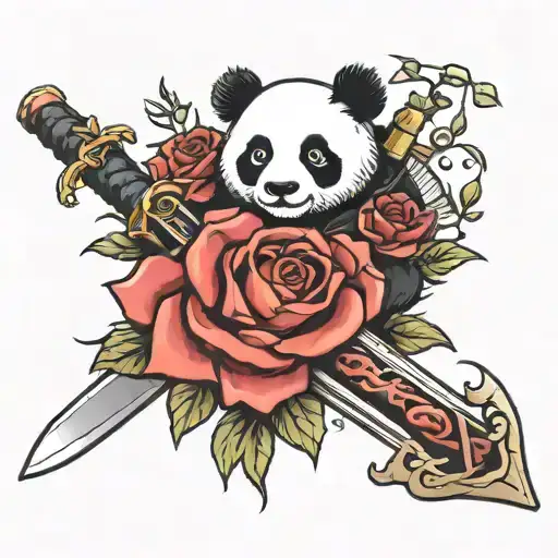 Japan Panda Rose Samurai Sword