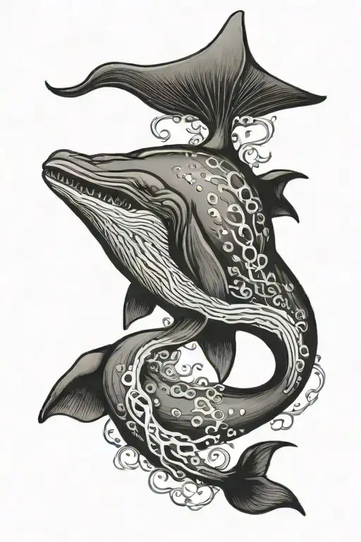 Sperm Whale Surrounded By Octopus Tentacles