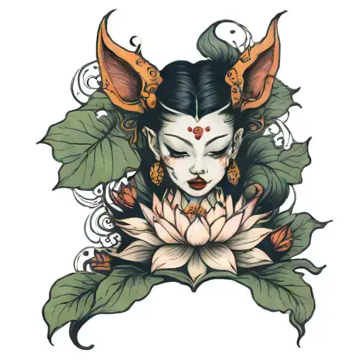 Lotus Flowers And A Demon Woman