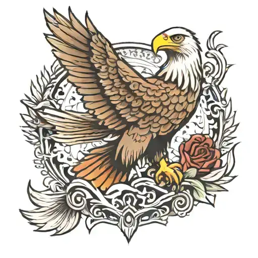 Eagle And Dove Perched Regally On The Sturdy