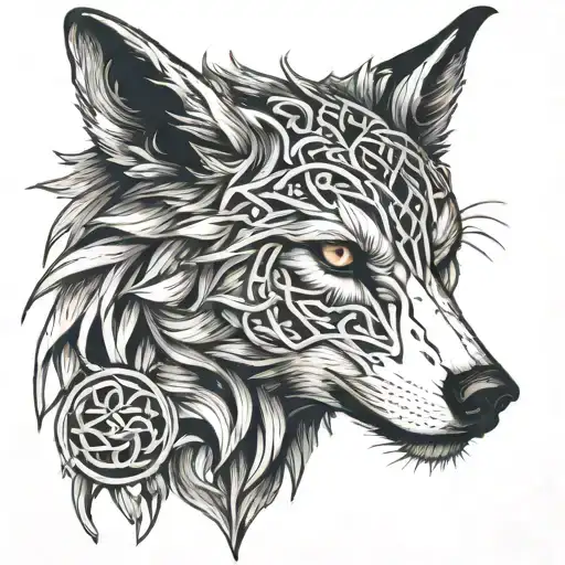 Skoll Wolf Head Side Profile Celtic