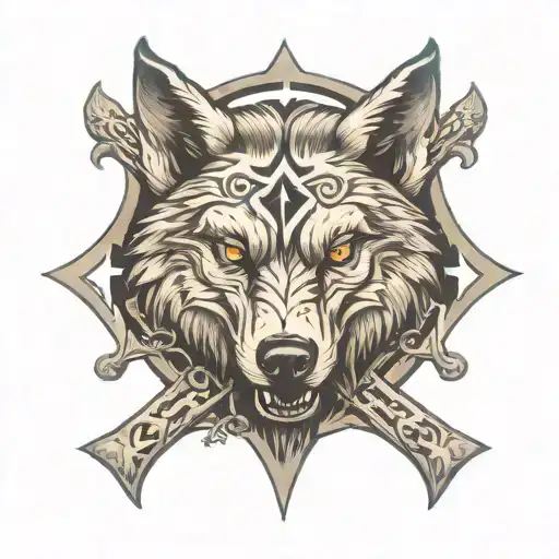 Wolf Head On Iron Cross