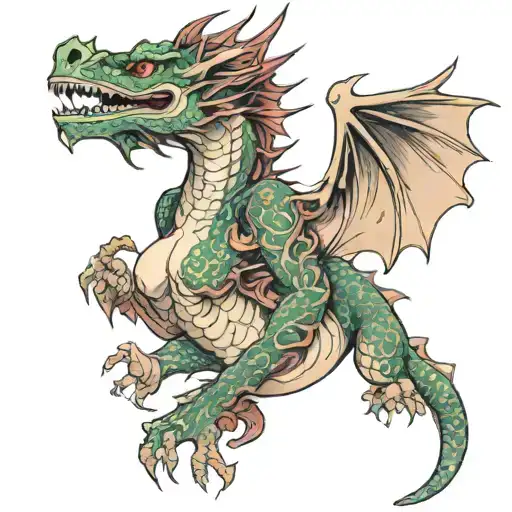 Dragon Under A Woman's Breast On One Side