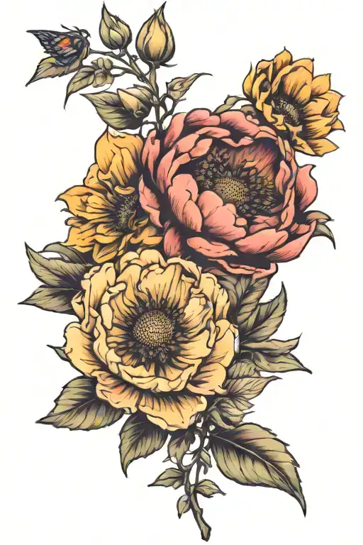 Wildflower Peony Sunflower