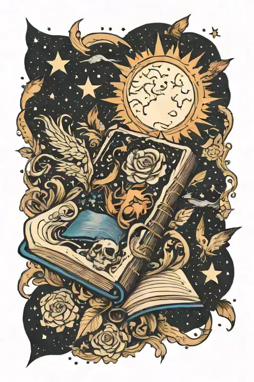 Book Surrounded By Night Sky Filled