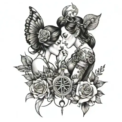 Gemini Women Beautiful Facing Each Other Hand