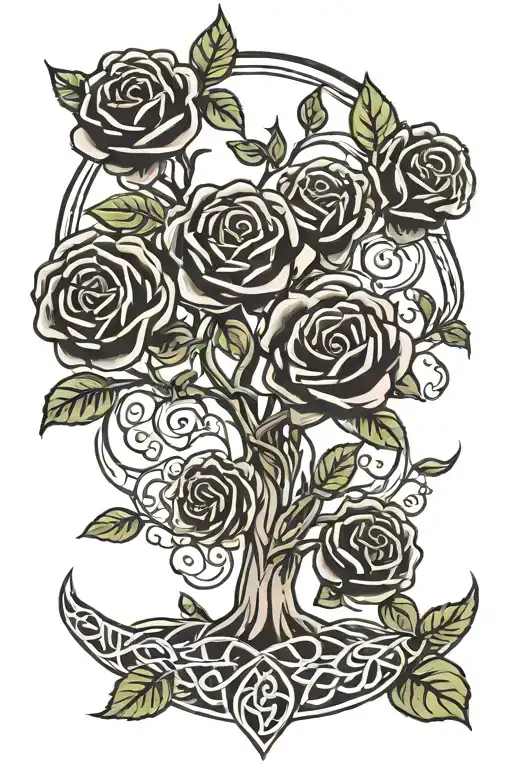 Celtic Tree Of Life Black Roses Growing