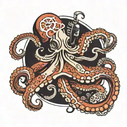 Octopus With Dose Makes The Poison Logo Intertwined