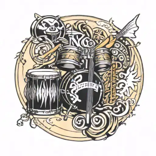 Circle With Music Drum And Bas Music Labels