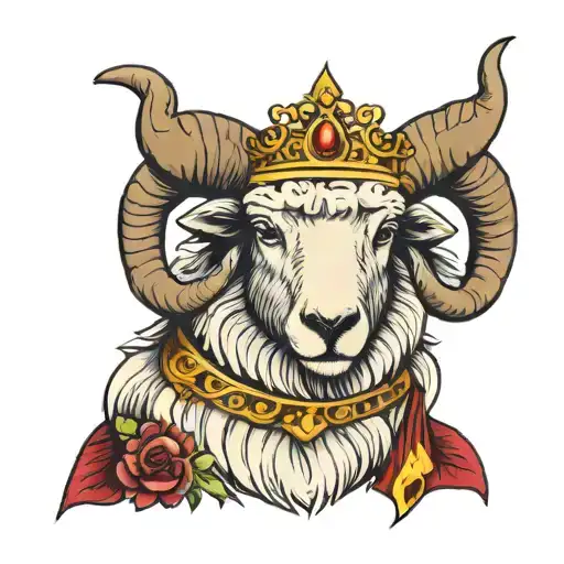 Masculine Sheep Wearing Crown