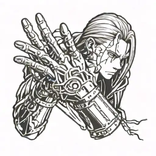 Edward Elric Full Metal Alchemist Hand Clap Line Art