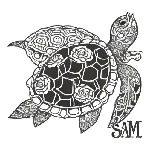 Turtle With The Name Sam In The Shell Pattern