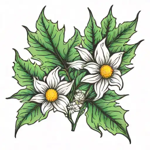 Maple Leaf And Daisy Flower