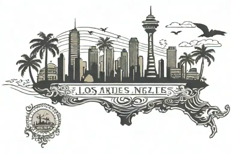 Silhouette Of Los Angeles Inside The Word Belize