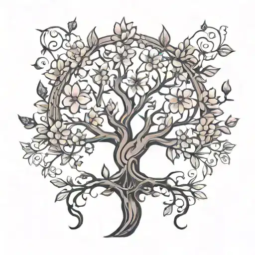 Tree Of Life And Flowers
