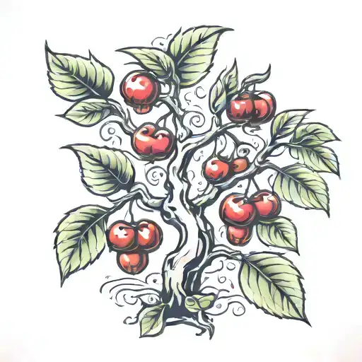 Stencil Boy Girl Sour Cherry Tree Made