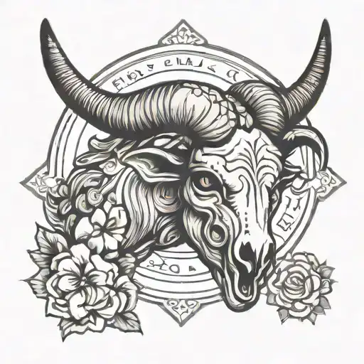 Texas State Outline With Ram Skull