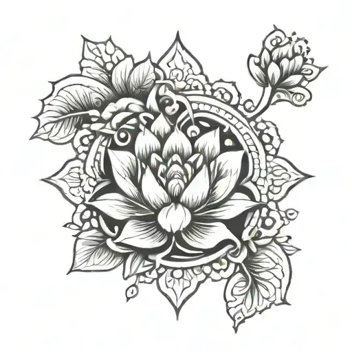 Floral Mandala With Lotus Flower
