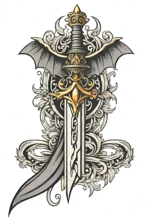 Dagger With Bat Wings Spread