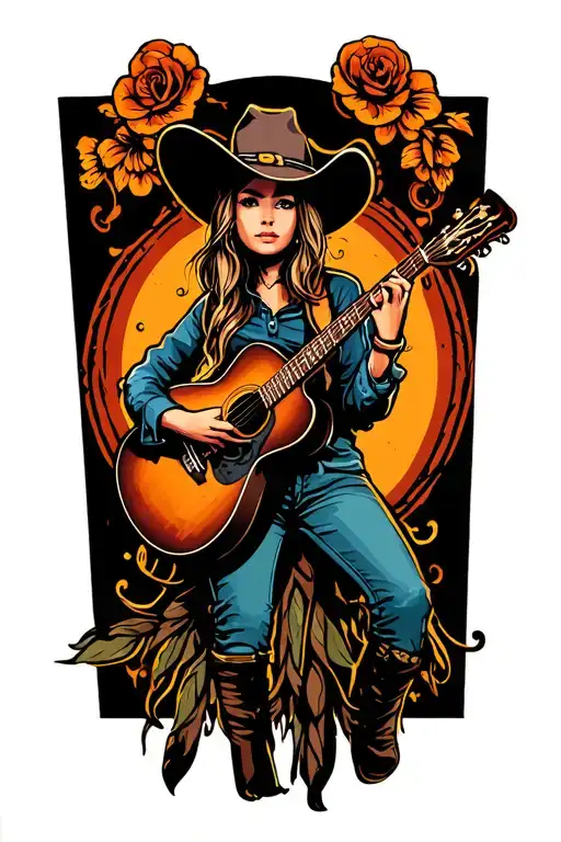 A Cowgirl Playing Guitar