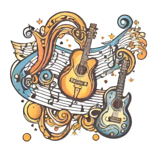 Music Notes And Space