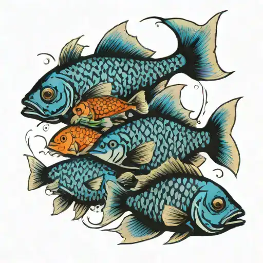 A School Of 5 Fish That Looks Like One Larg Fish