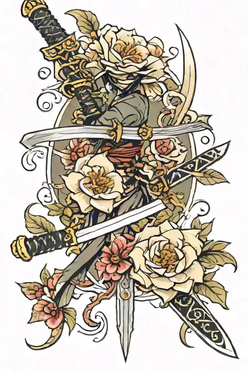 Katana Sword With Flower