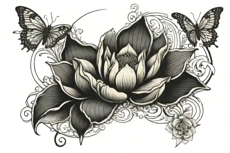 Mandela And Lotus Flower Intertwined