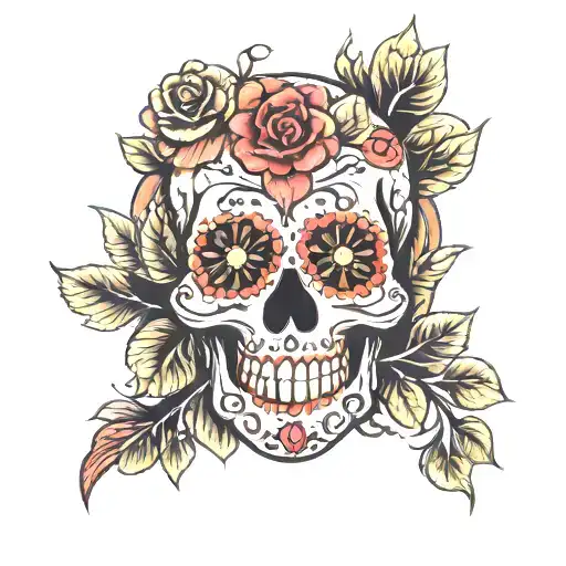 Sugar Skull With Tree Of Life Tree