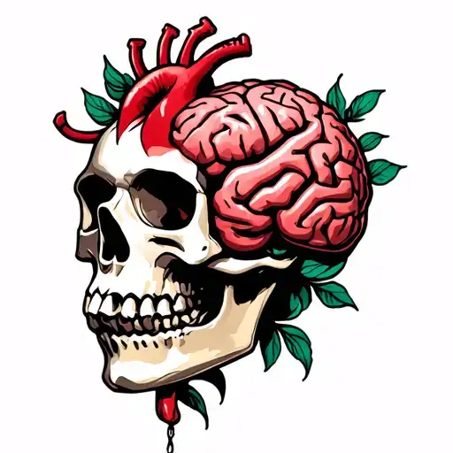 Heart In Place Of A Brain In A Skull
