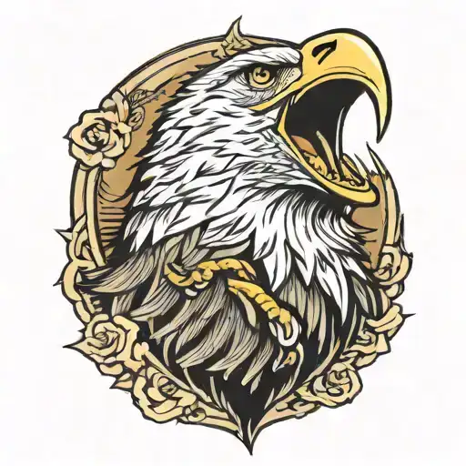 Bald Eagle Wolf Howling Angry